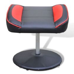 Krėslas su pakoja, juodas/raudonas, dirbtinė oda - Foteliai