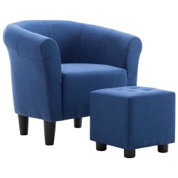 Krėslo ir taburetės rinkinys, 2 dalių, mėlynas - Foteliai