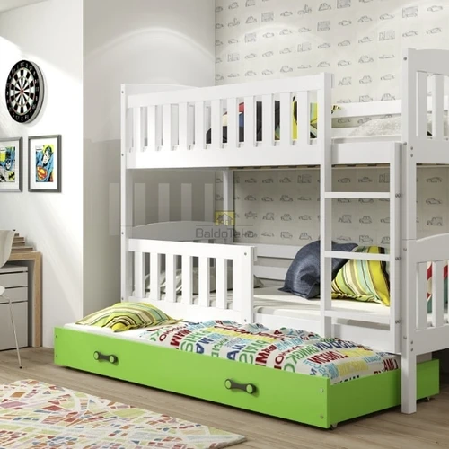 Natūrali pušinė lova su apsaugine tvorele