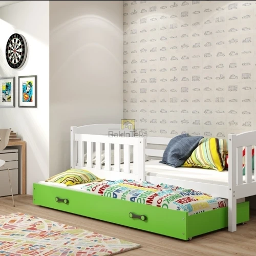 Natūralios pušies ir MDF vaikiška lova su apsaugine tvorele