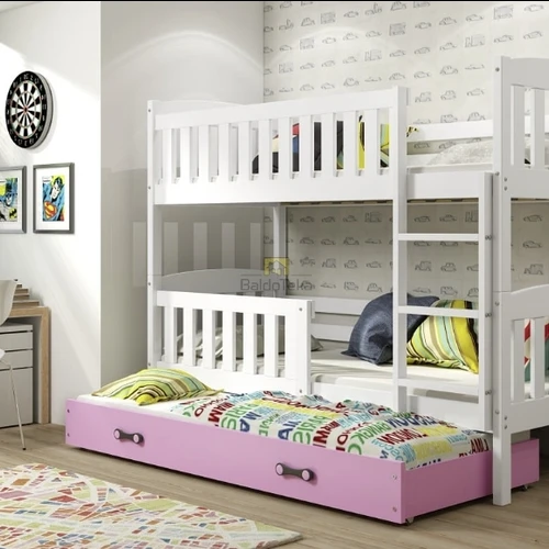 Natūralios pušies mediena baltos/rožinės spalvos