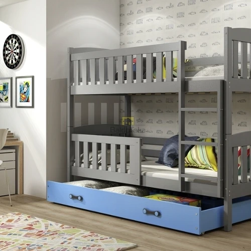 Natūralios pušies lovynas su dėže ir grafitinėmis atspalviais