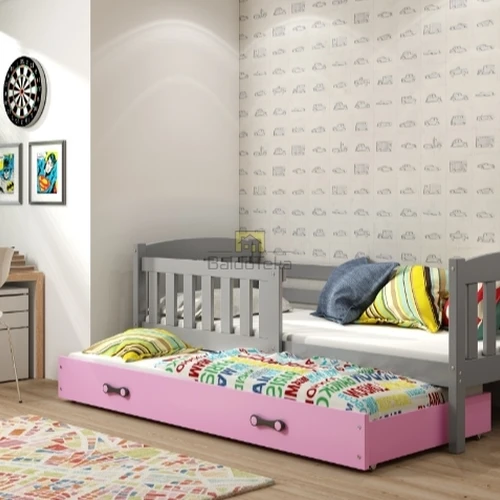 Natūralios pušies mediena ir MDF – grafitinė bei rožinė spalva