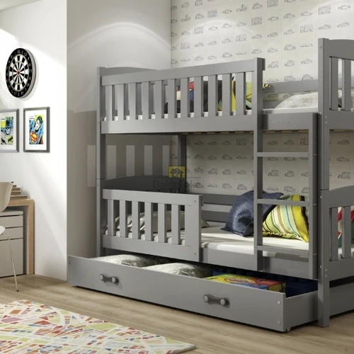 Natūralios pušies vaikiška lova su apsaugine tvorele