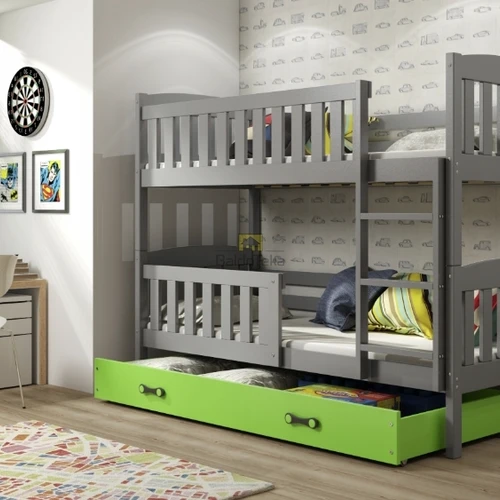 Natūrali pušinė lova su apsaugine tvorele ir patalynės dėže