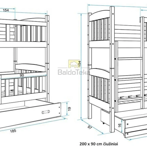 Tvirtas vaikiškos lovos rinkinys su apsaugine tvorele