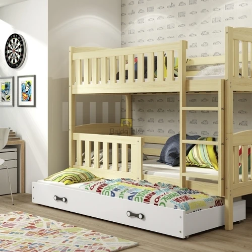 Natūralios pušies medžio vaikiška lova su patalynės dėže