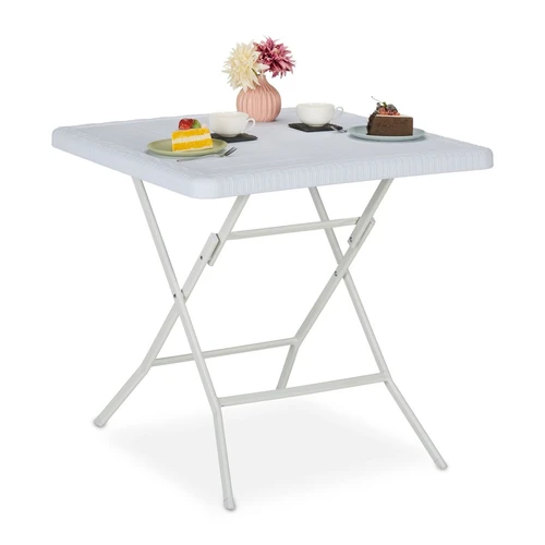 Kvadratinis balkono stalas Relaxdays, sulankstomas, Balta, 78 × 74 × 78 cm