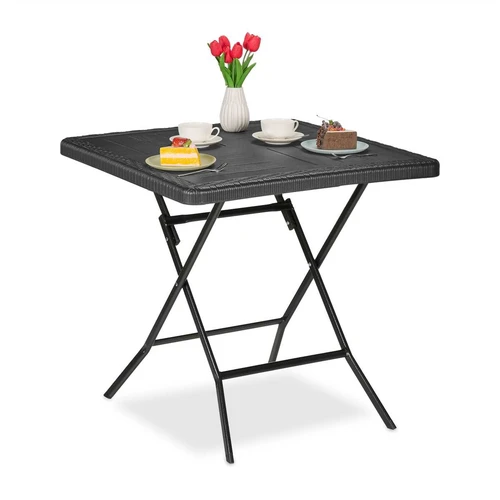 Kvadratinis balkono stalas Relaxdays, sulankstomas, Juoda, 78 × 74 × 78 cm