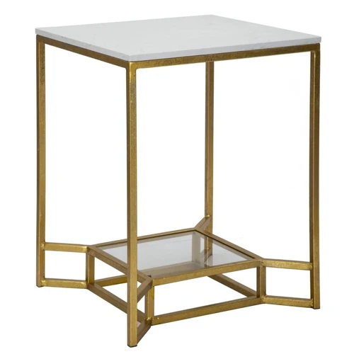 Kvadratinis kavos staliukas DOUBLE MARBLE, 47 × 60 × 47 cm
