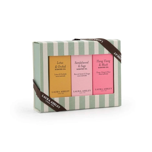 Kvapiųjų aliejų rinkinys Laura Ashley, 3 vnt, 4 × 9,5 × 12 cm