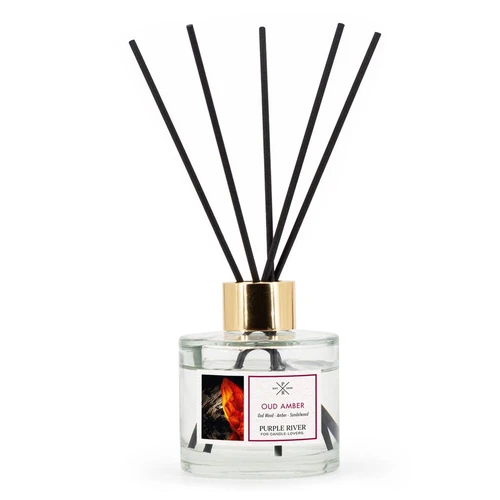 Kvapų difuzorius Purple River, 100 ml, Oud & Amber, 7 × 7 × 7 cm