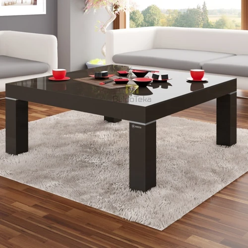 Aukštos kokybės MDF stalas 100x100x48 cm, ruda blizgi