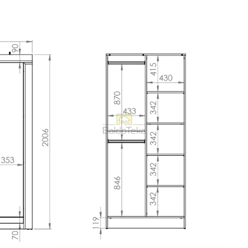 Aukštos kokybės LAHTI spinta su metalinėmis rankenėlėmis