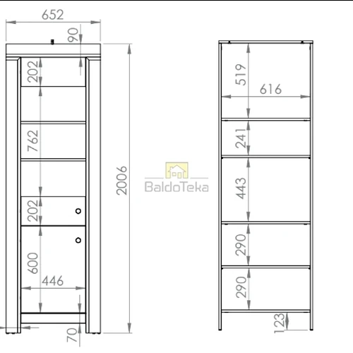 Aukštos kokybės balta spinta su metalinėmis rankenėlėmis