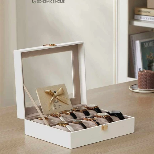 Laikrodžių dėžutė 20,2x25,5x7,8cm., kreminės spalvos - Dekoracijos