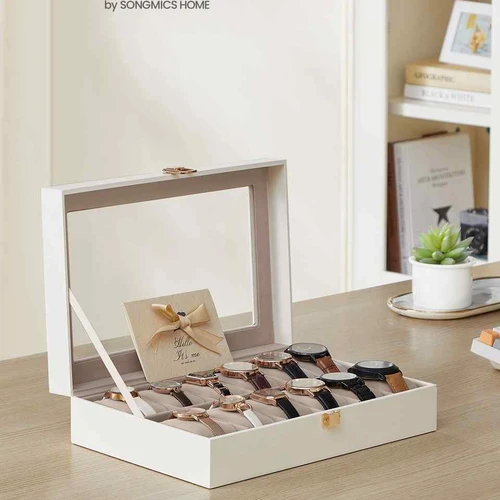 Laikrodžių dėžutė 20,2x30,2x7,8cm., baltos/kreminės spalvos - Dekoracijos