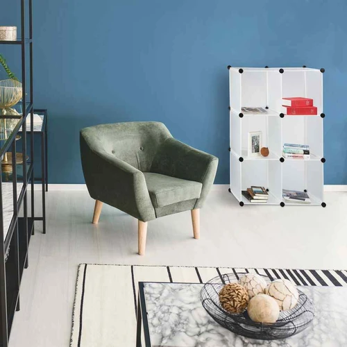 Laiptelių lentyna Relaxdays, 6 skyriai, baltos/juodos spalvos, 110 × 110 × 35 cm - Lentynos