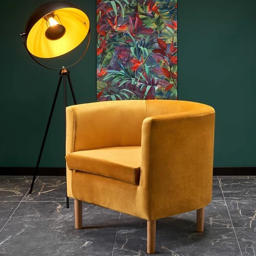 Minkšta sofė su aksominiu audiniu ir medžio masyvu