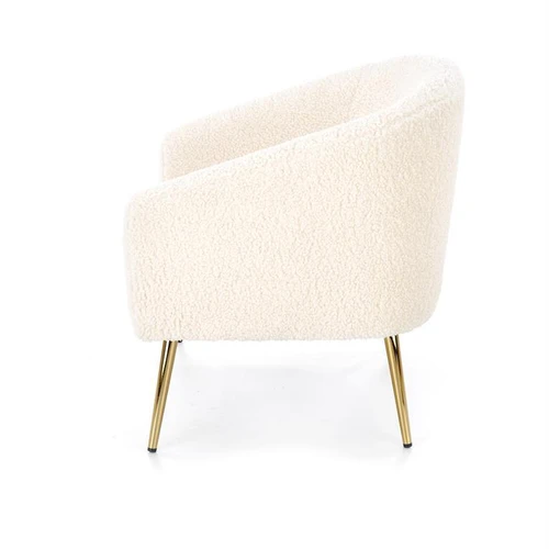 Ergonominė sofė su kreminiais apmušalais ir auksinėmis kojomis