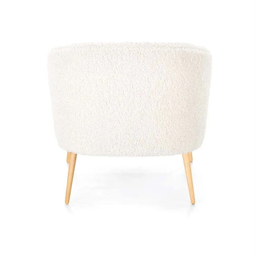 Minkšta boucle audinio sofa su medžio masyvo pagrindu