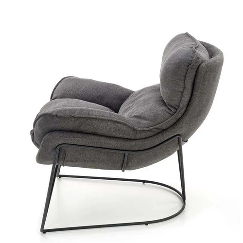 Ergonominė sofos lova su tamsiai pilku audiniu ir juodomis kojomis