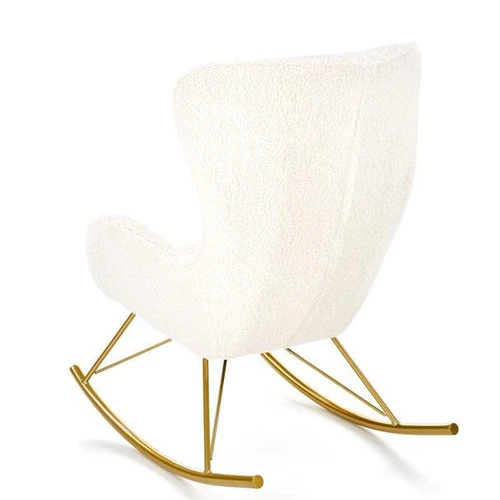 Ergonominė fotelė su kreminiais apmušalais ir auksiniais elementais