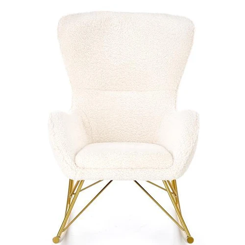 Minkšta kreminė fotelė su chromuoto plieno kojomis