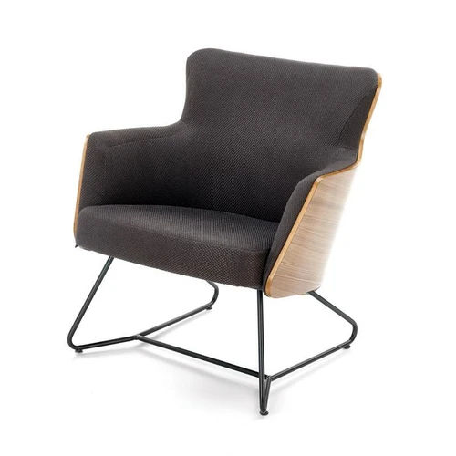 Šiuolaikinė sofos lova su išlenkta fanera ir juodomis kojomis