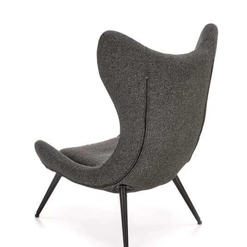 Stilinga sofos lova su minkštais audinio apmušalais ir juodomis kojomis