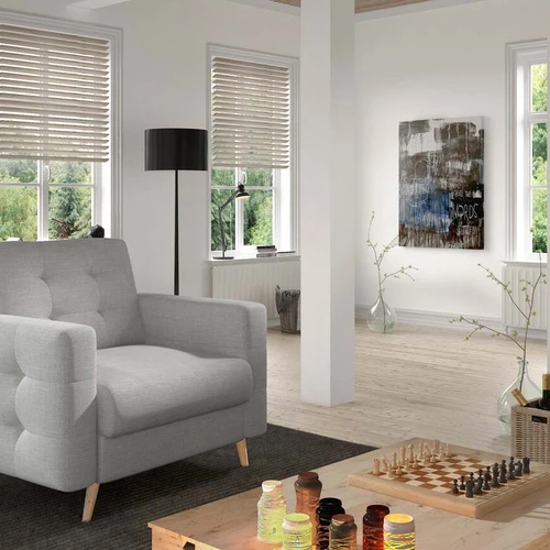 Erdvus ir elegantiškas fotelis EL3413 su dekoratyviu dygsniu