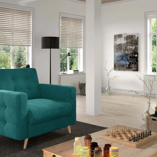 Klasikinio dizaino fotelis EL3413 su medinėmis kojomis ir daugybe spalvų