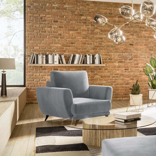 EL7389 fotelis su subtiliomis siūlėmis ir juodo plieno kojomis