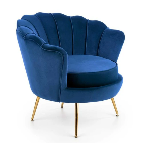 Minkšta tamsiai žalia kėdė su aukso spalvos metalinėmis kojomis