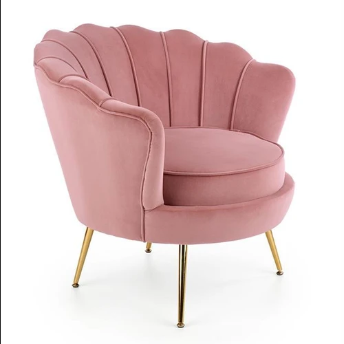 Moderni audinio kėdė su chromuoto plieno ir aukso detalėmis