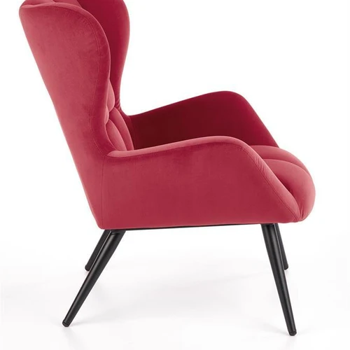 Ergonominė sofos lova su tamsiai raudonu audinio apmušalu