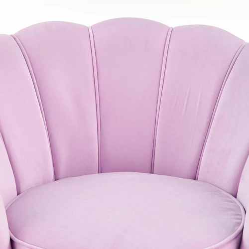 Stilinga violetinė sofa su chromuoto plieno kojomis