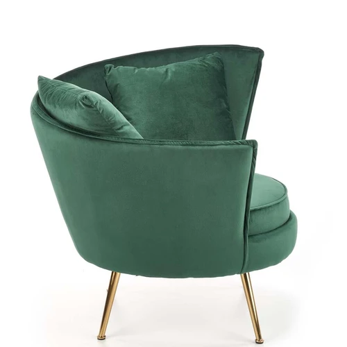 Elegantiška kėdė su tamsiai žalia aksomine danga ir chromo plieno pagrindu