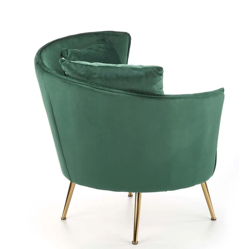 Ergonominė tamsiai žalia sofos kėdė su aksominiu audiniu