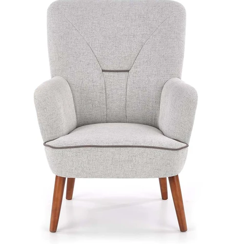 Sofos lova su šviesiai pilku apmušalu ir tvirtomis medinėmis kojomis