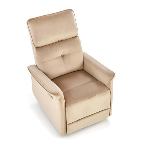 Smėlio spalvos kėdė su elektriniu reguliavimu ir USB prieiga