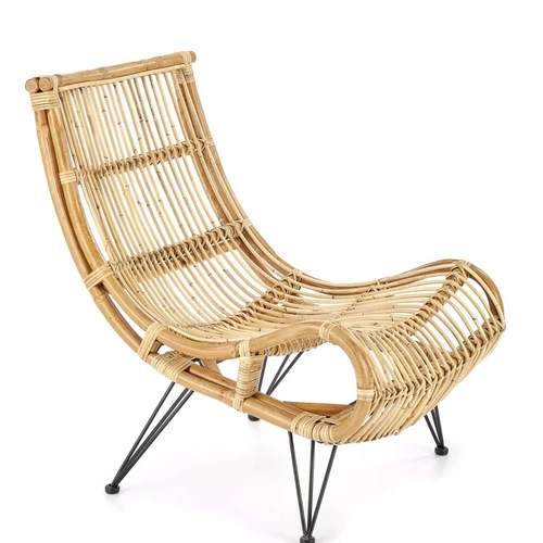 Šiuolaikiška rotango kėdė su natūralia medžiaga ir plieniniu pagrindu