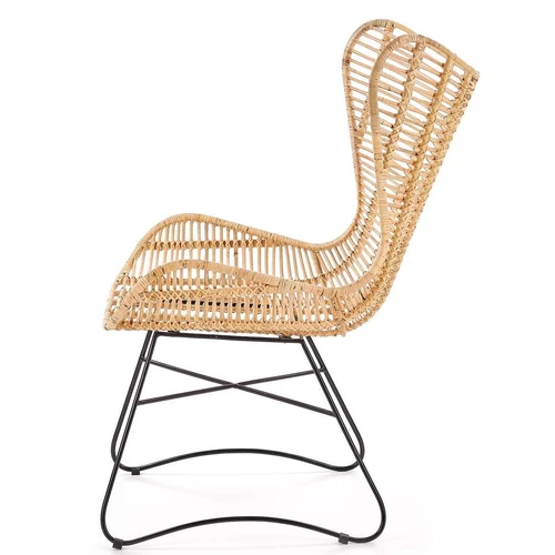 Patogi rotango kėdė su miltelinio plieno pagrindu