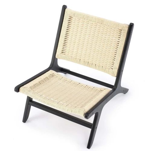 Kaučiuko medienos kėdė su minkšta virve ir natūralia spalva