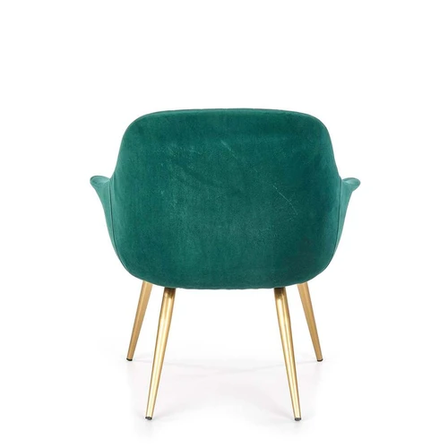 Ergonominė sofos lova su tamsiai žaliu audiniu ir auksinėmis kojomis