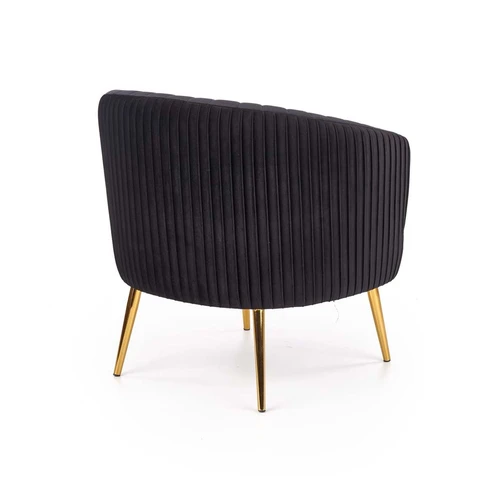 Stilinga kėdė su juodu audiniu ir aukso kojomis