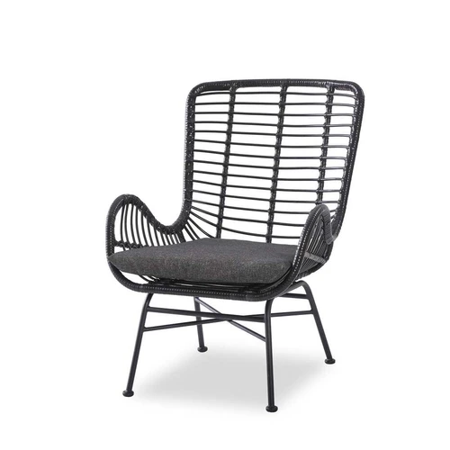 Patogi rotanginė kėdė su minkštu sėdynės audiniu