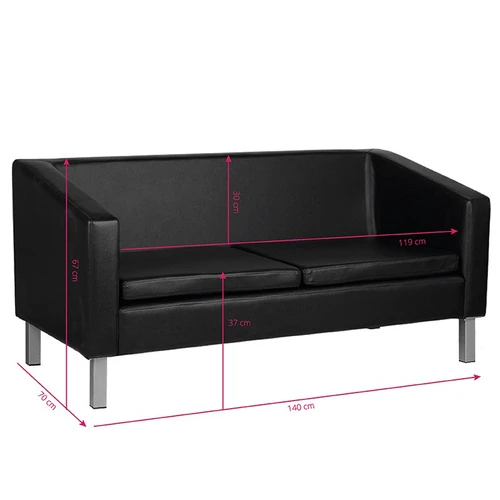 Ilgaamžė juoda eko odos sofa viešosioms erdvėms