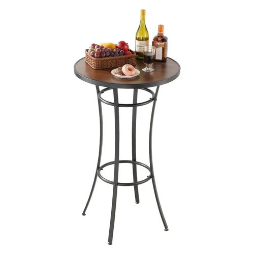 Lauko apvalus baro stalas, 60 cm, metalinis rėmas, lengvai valomas