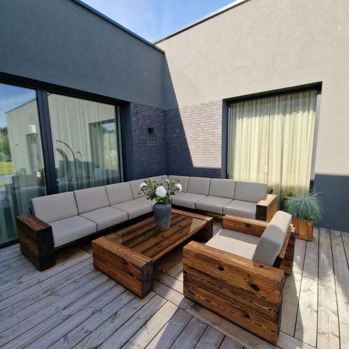 Lauko baldai ¦ TIMBER Kampinės sofos komplektas D-1 - Lauko baldų komplektai